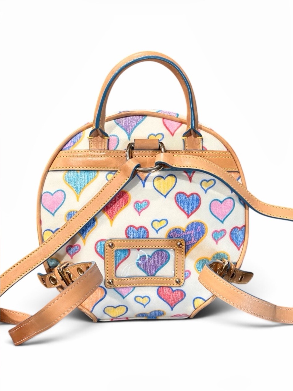 DOONEY & BOURKE VINTAGE Y2K MULTICOLOR SCRIBBLE HEARTS CIRCLE BACKPACK - Picture 5 of 9